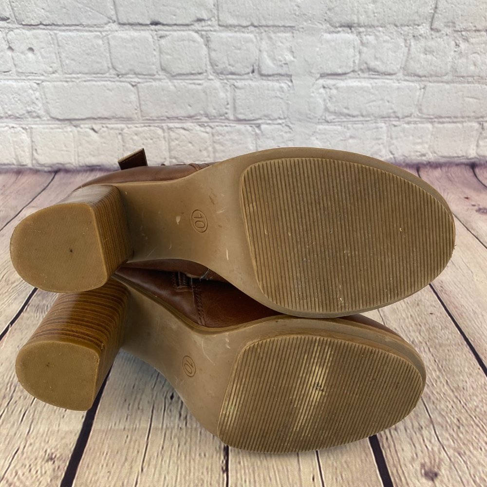 Target Faux Leather Brown Block Heel Ankle Boots - Picture 9 of 9